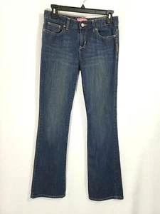 Girls Blue Dark Wash Stretch Adjustable Waist Boot-Cut Jeans Old Navy Size 14 - Picture 1 of 11