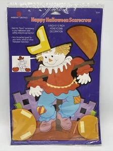 Halloween Scarecrow 9”x 12” Honeycomb Decoration Vintage 1992 American Greetings - Picture 1 of 4