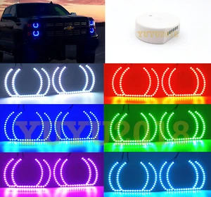Anillo halo LED Bluetooth RGB para Chevrolet Silverado 07-14 faro estilo U DRL - Imagen 1 de 16