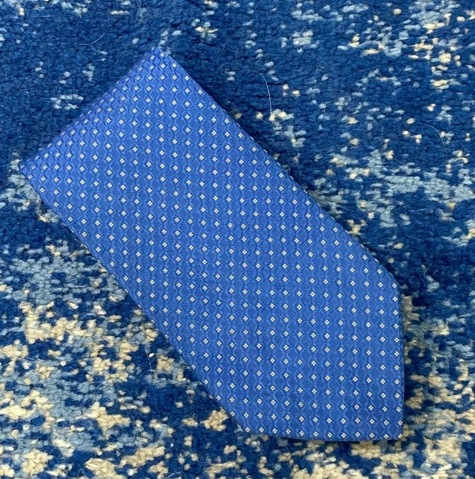 Corbata de seda geométrica azul crema Armani Collezioni Italia Foto 1 de 4