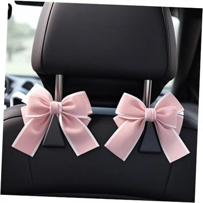 Paquete de 2 ganchos para monedero de coche para colgar carteras y bolsos, lindo arco asiento de coche rosa Foto 1 de 3