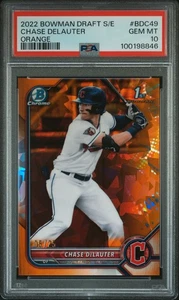 2022 Bowman Draft Chrome Sapphire Edition Chase Delauter Orange 05/25 #49 PSA 10 - Picture 1 of 2