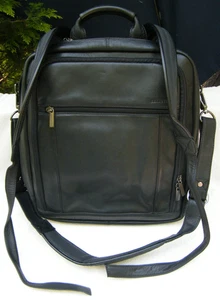 Kenneth Cole Reaction Cuero Negro 16"x15" Laptop Notebook Mochila Maletín - Imagen 1 de 4