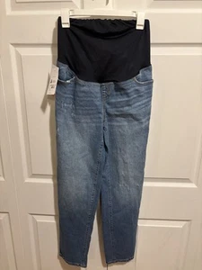 Ingrid & Isabel Maternity Jeans Size 6 Boyfriend Crossover Panel Denim New Blue - Picture 1 of 7