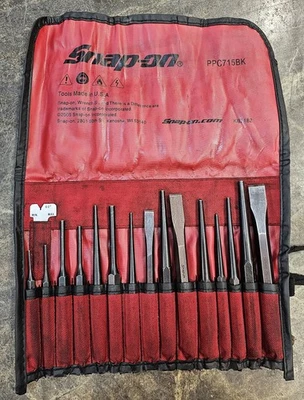 Snap On PPC715BK ~  16 pc Punch and Chisel Set in Pouch ~ GUC ~ Snap-on - Image 1 of 4