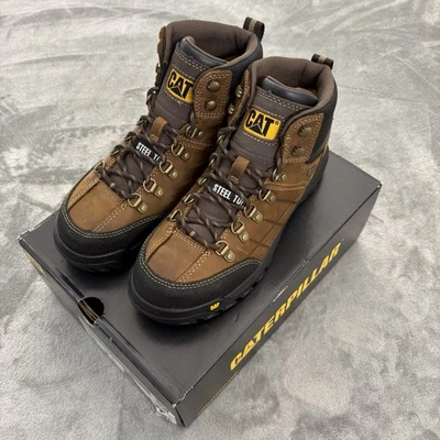 Botas Caterpillar Para Hombres 8 M Umbral Impermeables Puntera de Acero Ropa de Trabajo Cat Marrón Foto 1 de 4