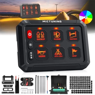 MICTUNING P1S 6 Gang RGB LED Switch Panel - Offroad Truck/UTV Power Control Box - Image 1 of 4
