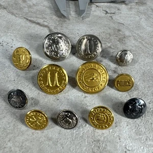 12 Vtg Obsolete Fire Department & Police Buttons Indianapolis, Pittsburgh, Etc - Picture 1 of 13