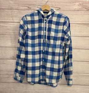 L.L.Bean Damen Scotch Plaid Flanell Hoodie Hemd Button Down BLAU 100% Baumwolle XS - Bild 1 von 11