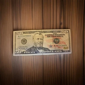 $50 Dollar Federal Reserve Note Fancy Serial Number # 4 Pairs Bill 57447959 Pape - Picture 1 of 5