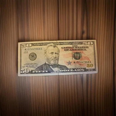 $50 Dollar Federal Reserve Note Fancy Serial Number # 4 Pairs Bill 57447959 Pape - Image 1 of 4