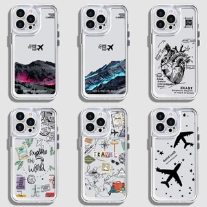For iPhone 16 Pro Max 15 14 13 12 11 Plane Pattern Clear Soft Phone Case Cover - Picture 1 of 25
