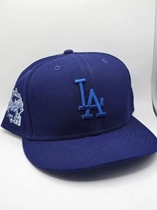 Los Angeles Dodgers Metallic Blue Suede UV 1958 Patch NewEra Fitted Hat SZ 7 5/8 - Picture 1 of 10