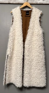 Kunstfell Sherpa Long Strickjacke Weste Gr. XL Boho Western Creme - Bild 1 von 8