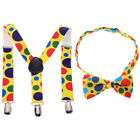 Bright and Colorful Kids Clown Suspender Bow Tie Set - Adjustable and Fun