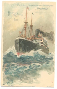 HAMBURG AMERIKA LINE Ocean Liner PRETORIA ca1900 Postcard - Picture 1 of 2
