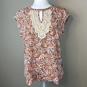Daniel Rainn Stitch Fix Petites Womens Brown Multicolor Blouse Top Size PM  NWT - Picture 1 of 16