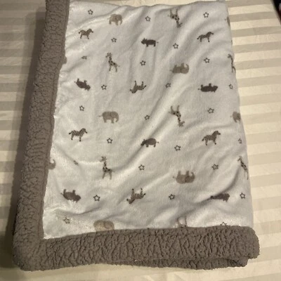 Manta bebé Carters gris selva safari zoológico cebra jirafa elefante animales Foto 1 de 3