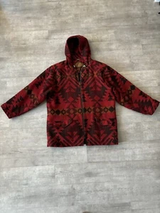 Woolrich Wool Blanket Coat Southwest USA Navajo Aztec Women’s Medium Red Vintage - Picture 1 of 7