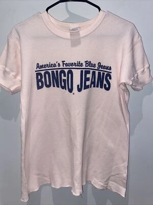 Camiseta blanca vintage años 80 90 Bongo jeans americanos finos L EE. UU. Gene Montesano Foto 1 de 4