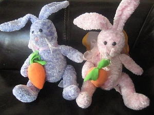 Rare Easter Fiesta plush Purple Bunny Rabbit Stuffed Animal Toy Bow Carrot Wings - Picture 1 of 8