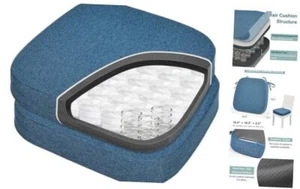 Set of 2 Thickened 2.5" Chair Cushions for 2 Count (Pack of 1) Pure Blue - Picture 1 of 8