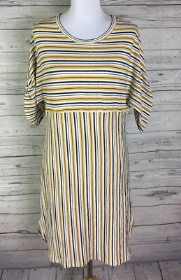 Max Studio Shift Dress Women Size XS Striped Ruched Sleeve Knit Stretch Textured - Image 1 of 4