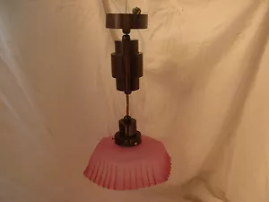FRENCH ART DECO BAKELITE,FROSTRED GLASS CEILING LIGHT,1930 YEARS - Picture 1 of 10