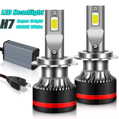 H7 LED Headlight Bulb 200W 60000LM Super Bright Kit High Low Beam With Decoder - Image 1 of 4