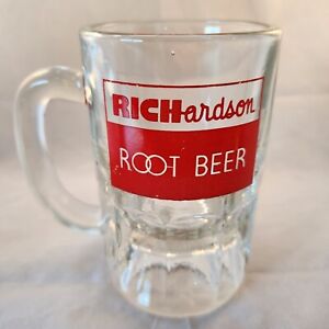 Vintage Richardson Large Root Beer Glass Mug - Red Logo - Heavy - 5.25" Tall