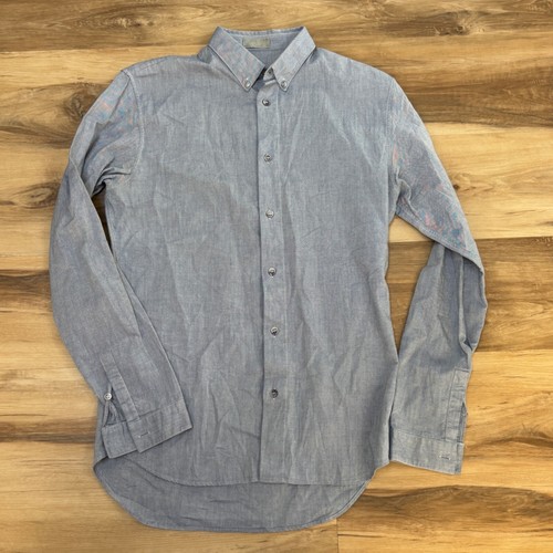 DIOR Camicia Uomo 39 Blu Cotone Bottoni Leggera Italia 750€