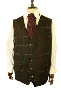 BROADSTONE BROS 54" XXLARGE MENS BROWN TWEED WAISTCOAT