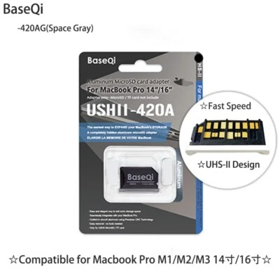 Baseqi For Macbook Pro 14inch 16inch M1/M2/M3/M4 Micro SD Card Adapter 420AG - Image 1 of 4
