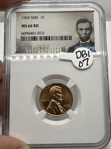 1965 SMS NGC MS66 RD LINCOLN MEMORIAL PENNY 1C SPECIAL MINT SET DB1-07 - Picture 1 of 8