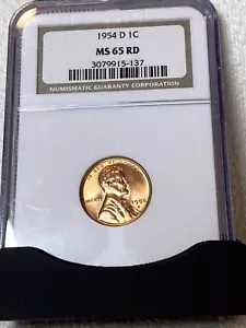 1954-D Red Cent MS65 RD NGC Graded - Picture 1 of 8