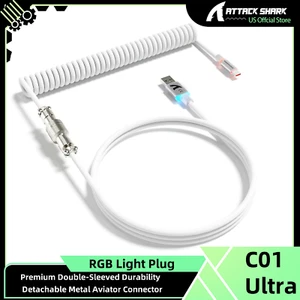 ATTACK SHARK C01 Ultra Custom Coiled USB C to A Cable for Mechanical Keyboard - Picture 1 of 31