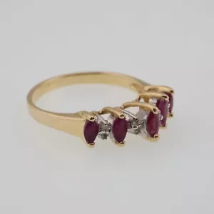 14k Yellow and White Gold Estate Ruby & Diamond Ring/Band Size 7 - Picture 1 of 6