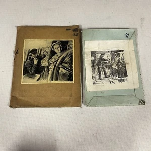 Antique Handmade Etched Copper Printing Plates In Envelopes - Picture 1 of 16