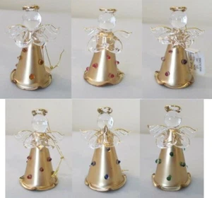 6er Set goldene Glas Engel (2" hoch) - Weihnachtsschmuck - Bild 1 von 9