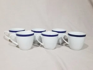 Crate & Barrel "Belmont" Blue Coffee Mugs - Set of 6 - EXCELLENT - Picture 1 of 3