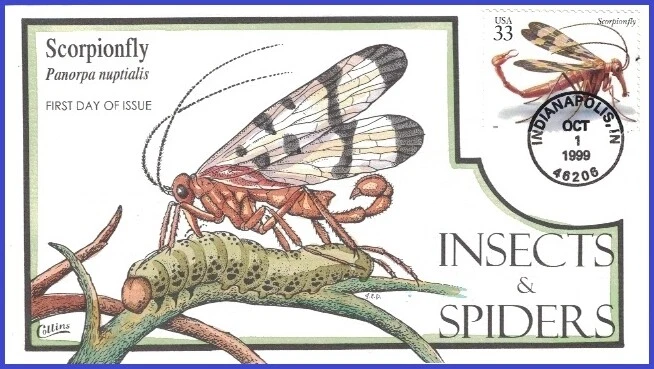 USA1 #3351s U/A COLLINS HAND PAINTED FDC   Insects and Spiders Scorpionfly - Image 1 of 1