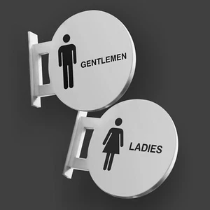 2 Stück Toiletten & Badezimmer doppelseitiges PVC-Schild - drinnen/draußen für den geschäftlichen Gebrauch - Bild 1 von 3