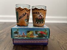 ARUBA Shot Glass With Leather Holder. 2 Different Shot Glasses Brand New