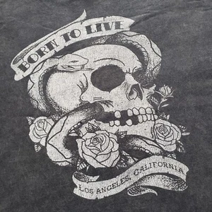 Camiseta Hollister Born To Live Para Hombre S Moteada Negra Calavera Grunge Gótico Rocker Emo - Imagen 1 de 6