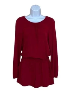 Revolve Bobi One Piece Jersey Knit Slub Cotton Romper Size S Cranberry NWT - Picture 1 of 5