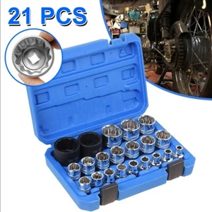 1/2" Universal Drive Metric Socket Set 21Pcs - 8-36mm 12-Point Spline CR-V UK - Picture 1 of 12