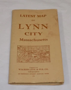 1916 Vintage COLOR Pocket Map of LYNN, MASSACHUSETTS - Picture 1 of 3