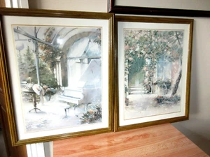 2 x Framed watercolour prints by Dutch artist Hub Peters - Picture 1 of 6