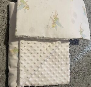Disney Tinker bell Next To Me/ Crib Quilted Set White Dimple Fleece