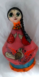 Vintage Decorazione Paper Mache Arte Popolare Messicana Bambola 4" Firmata Tonala Jal Messico - Foto 1 di 8